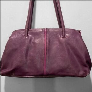Purple Faux Leather Satchel Bag East West bag